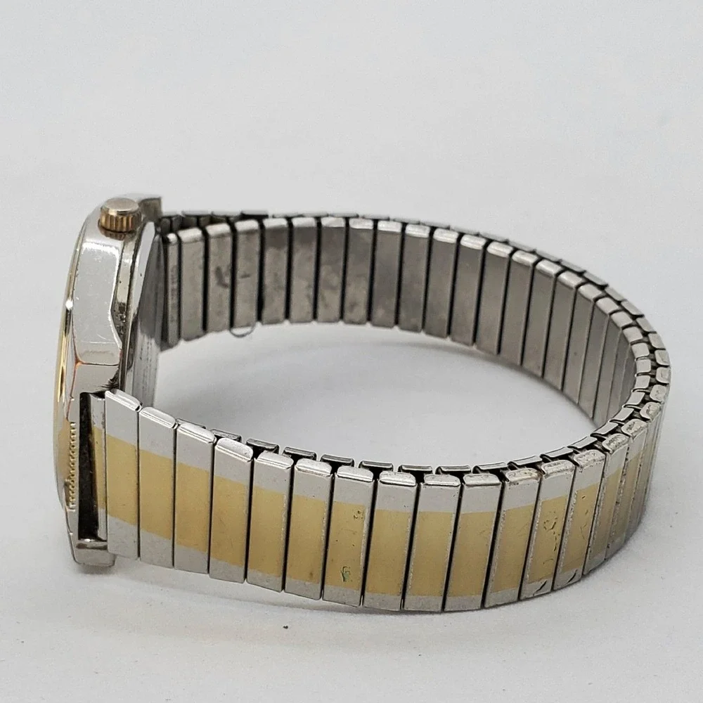 Men's Military Watch‎ 36MM White Dial Gold Gray Bracelet Band New Battery